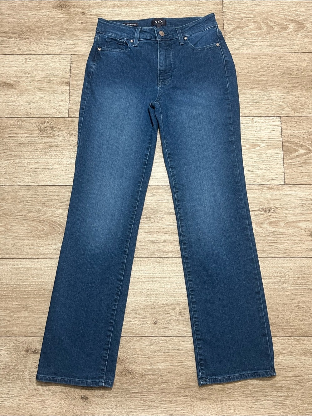 NYDJ Marilyn Straight Jeans Liftxtuck Technology Size 2 (28x30) Hugo Rain Color